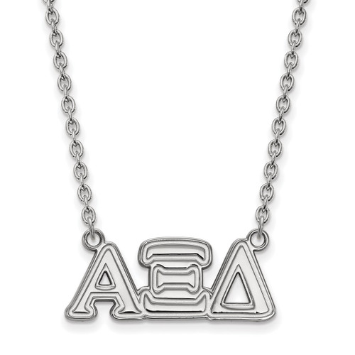 LogoArt Alpha Xi Delta Necklace - Sterling Silver Rhodium-Plated Sorority Greek Letters Medium Pendant 18 Inch