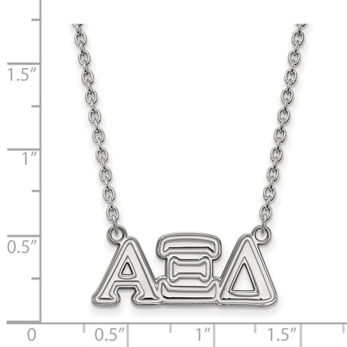 LogoArt Alpha Xi Delta Necklace - Sterling Silver Rhodium-Plated Sorority Greek Letters Medium Pendant 18 Inch - View 2