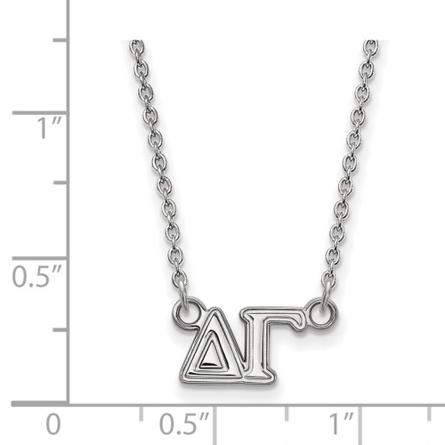 LogoArt Delta Gamma Necklace - Sterling Silver Rhodium-Plated Sorority Greek Letters Medium Pendant 18 Inch - View 2