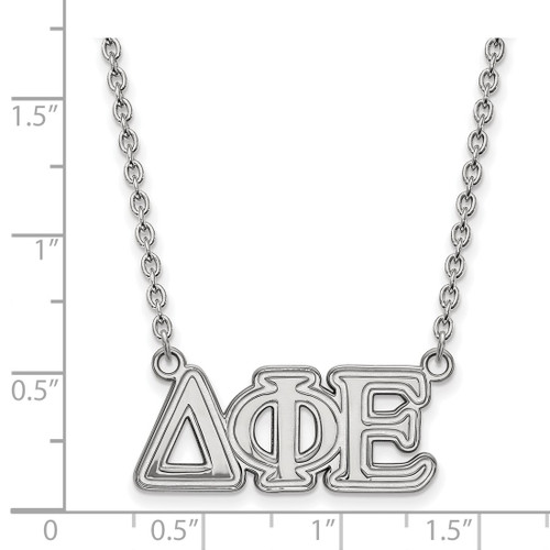 LogoArt Delta Phi Epsilon Necklace - Sterling Silver Rhodium-Plated Sorority Greek Letters Medium Pendant 18 Inch - View 2
