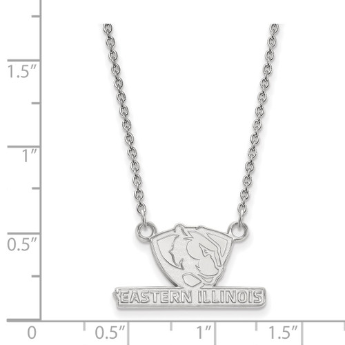 LogoArt Eastern Illinois University Necklace - Sterling Silver Rhodium-Plated Small Pendant 18 Inch - View 2