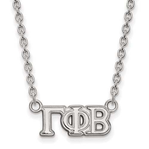 LogoArt Gamma Phi Beta Necklace - Sterling Silver Rhodium-Plated Sorority Greek Letters Small Pendant 18 Inch
