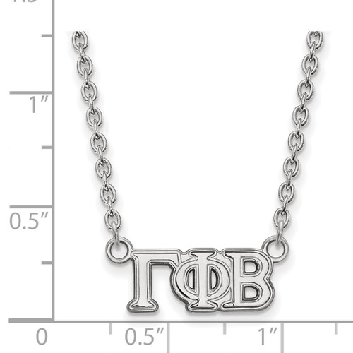 LogoArt Gamma Phi Beta Necklace - Sterling Silver Rhodium-Plated Sorority Greek Letters Small Pendant 18 Inch - View 2