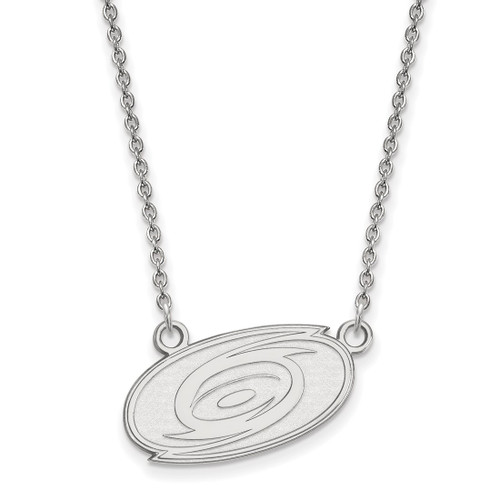 LogoArt Carolina Hurricanes Necklace - Sterling Silver Rhodium-Plated Small Pendant 18 Inch