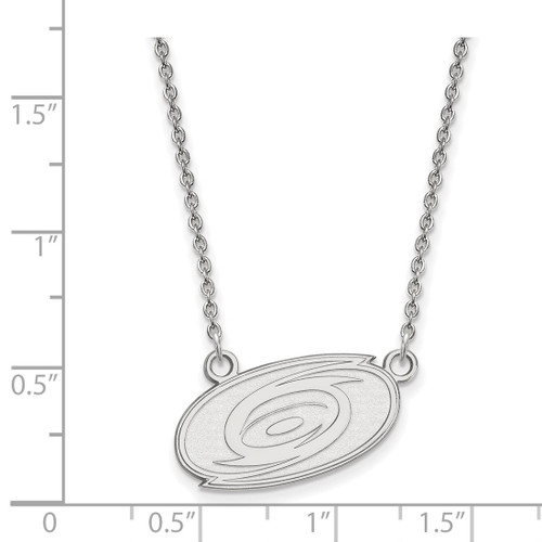 LogoArt Carolina Hurricanes Necklace - Sterling Silver Rhodium-Plated Small Pendant 18 Inch - View 2