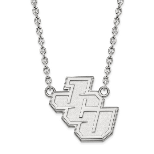 LogoArt John Carroll University Necklace - Sterling Silver Rhodium-Plated Large Pendant 18 Inch