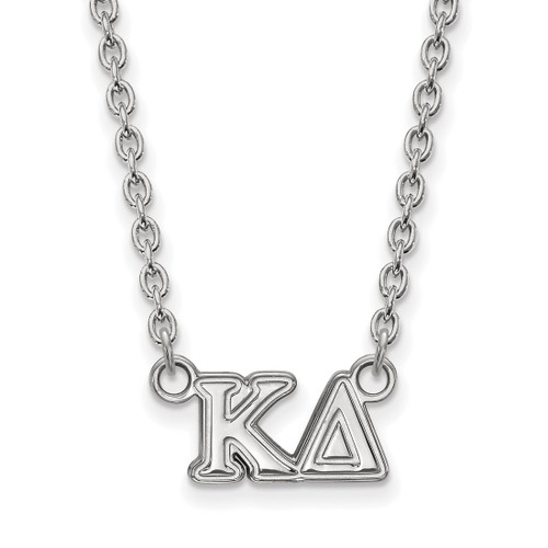 LogoArt Kappa Delta Necklace - Sterling Silver Rhodium-Plated Sorority Greek Letters Medium Pendant 18 Inch