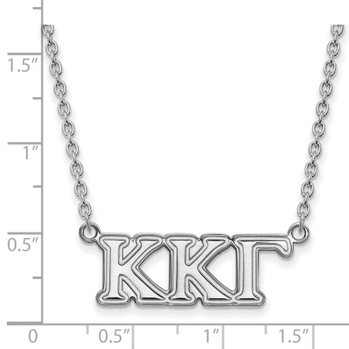 LogoArt Kappa Kappa Gamma Necklace - Sterling Silver Rhodium-Plated Sorority Greek Letters Medium Pendant 18 Inch - View 2