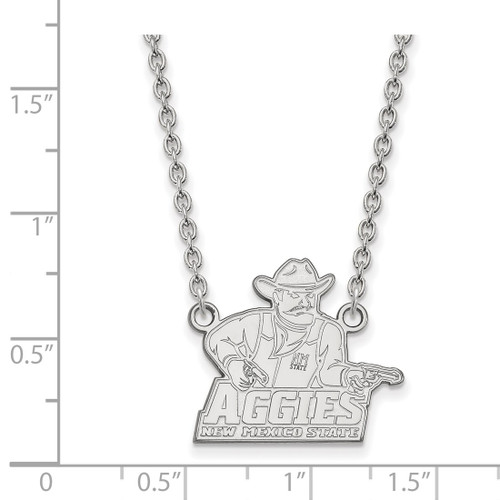LogoArt New Mexico State University Necklace - Sterling Silver Rhodium-Plated Aggies Large Pendant 18 Inch - View 2