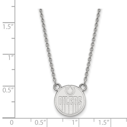 LogoArt Edmonton Oilers Necklace - Sterling Silver Rhodium-Plated Small Pendant 18 Inch - View 2