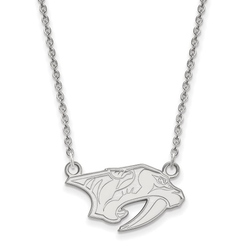 LogoArt Nashville Predators Necklace - Sterling Silver Rhodium-Plated Small Pendant 18 Inch