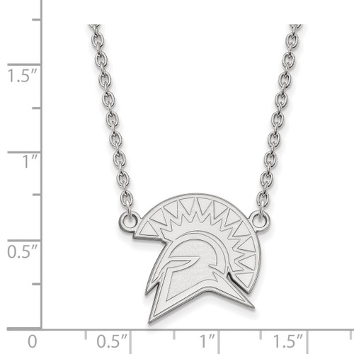 LogoArt San Jose State University Necklace - Sterling Silver Rhodium-Plated Spartan Large Pendant 18 Inch - View 2