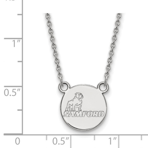 LogoArt Samford University Necklace - Sterling Silver Rhodium-Plated Small Disc Pendant 18 Inch - View 2