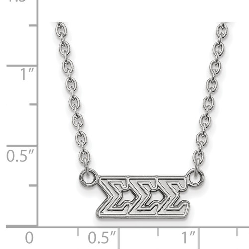 LogoArt Sigma Sigma Sigma Necklace - Sterling Silver Rhodium-Plated Sorority Greek Letters Medium Pendant 18 Inch - View 2