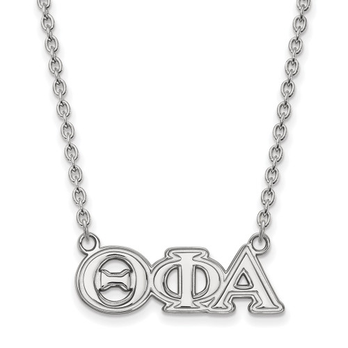 LogoArt Theta Phi Alpha Necklace - Sterling Silver Rhodium-Plated Sorority Greek Letters Medium Pendant 18 Inch