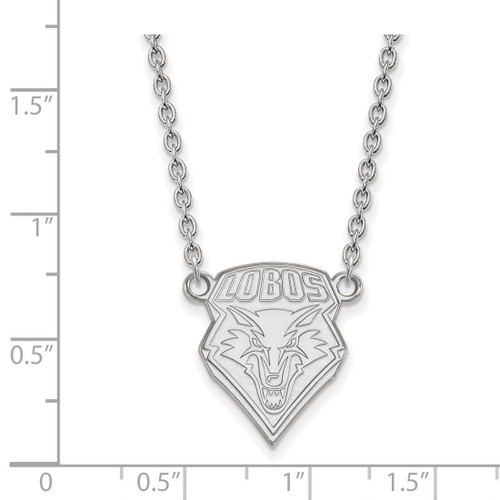 LogoArt University of New Mexico Necklace - Sterling Silver Rhodium-Plated Large Pendant 18 Inch, 15 mm Wide - View 2