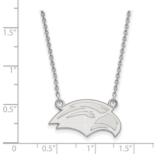 LogoArt University of Southern Mississippi Necklace - Sterling Silver Rhodium-Plated Eagle Small Pendant 18 Inch - View 2