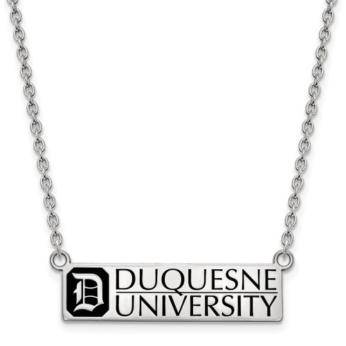 LogoArt Duquesne University Necklace - Rhodium-Plated Sterling Silver Enamel Large Pendant with