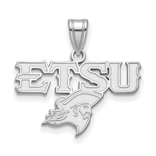 Sterling Silver Rhodium-Plated LogoArt East Tennessee State U. Medium Pendant