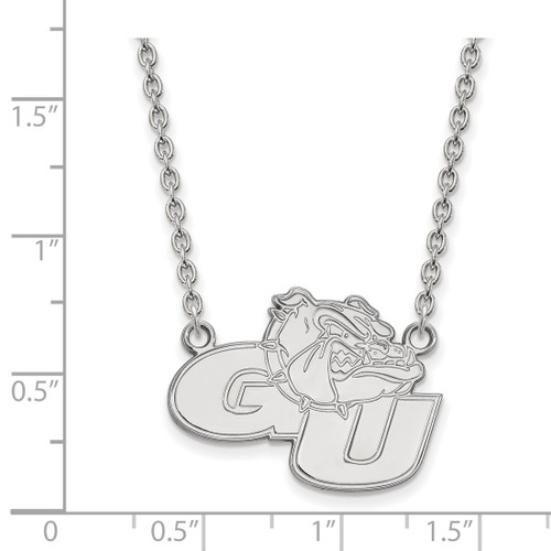 LogoArt Gonzaga University Necklace - Sterling Silver Rhodium-Plated G-U Bulldog Large Pendant 18 Inch - View 2