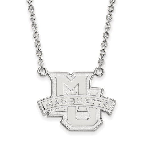 LogoArt Marquette University Necklace - Sterling Silver Rhodium-Plated Large Pendant 18 Inch