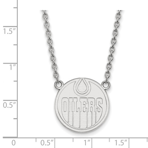 LogoArt Edmonton Oilers Necklace - Sterling Silver Rhodium-Plated Large Pendant 18 Inch - View 2