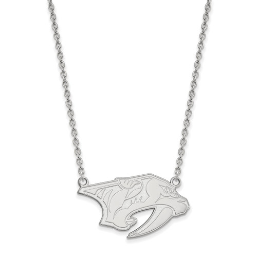 LogoArt Nashville Predators Necklace - Sterling Silver Rhodium-Plated Large Pendant 18 Inch