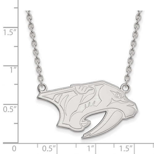 LogoArt Nashville Predators Necklace - Sterling Silver Rhodium-Plated Large Pendant 18 Inch - View 2