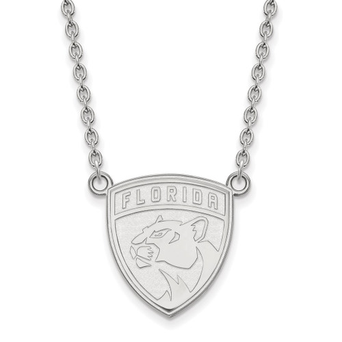 LogoArt Florida Panthers Necklace - Sterling Silver Rhodium-Plated Large Pendant 18 Inch