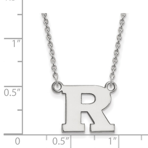 LogoArt Rutgers University Necklace - Sterling Silver Rhodium-Plated Letter R Small Pendant 18 Inch - View 2