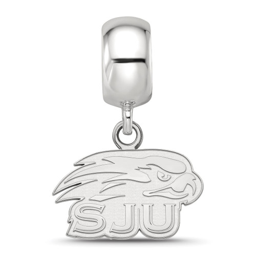 Sterling Silver Rhodium-Plated LogoArt Saint Joseph'S University Hawks Extra Small Dangle Bead Charm - View 2