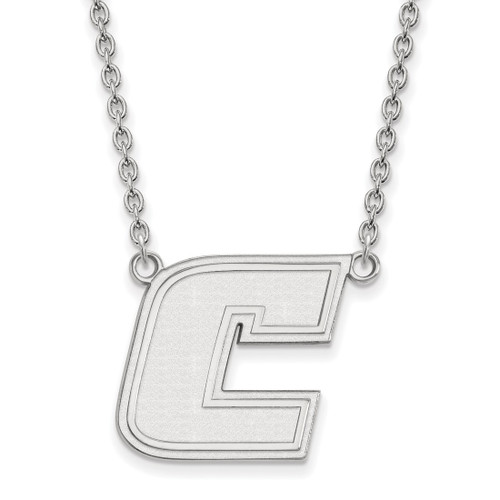 LogoArt University of Tennessee at Chattanooga Necklace - Sterling Silver Rhodium-Plated Letter C Large Pendant 18 Inch