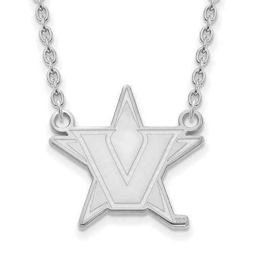 LogoArt Vanderbilt University Necklace - Sterling S. Rhodium-Plated-P Large Pendant with