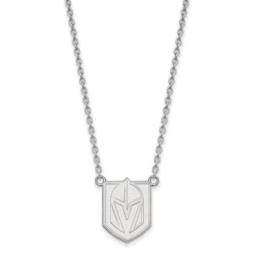 LogoArt Vegas Golden Knights Necklace - Sterling Silver Rhodium-Plated Large Pendant 18 Inch