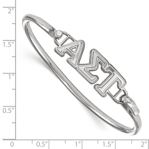 LogoArt Alpha Sigma Tau Bracelet - Sterling S. Rhodium-Plated Small Hook and Clasp Bangle - View 2