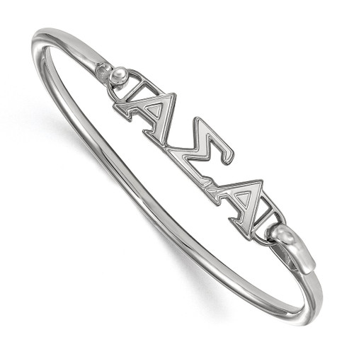LogoArt Alpha Sigma Alpha Bracelet - Sterling S. Rhodium-Plated-P Small Hook and Clasp Bangle