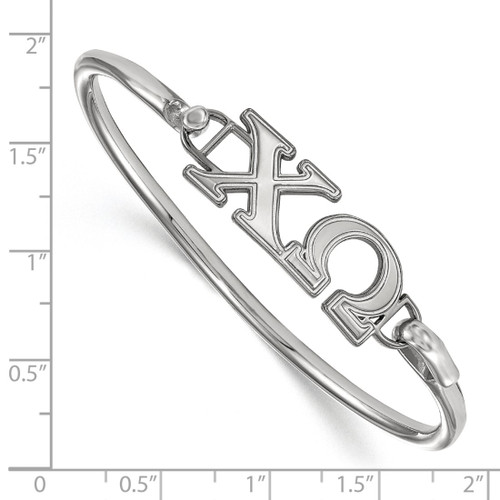 LogoArt Chi Omega Bracelet - Sterling Silver Rhodium-Plated Hook and Clasp Bangle - View 2
