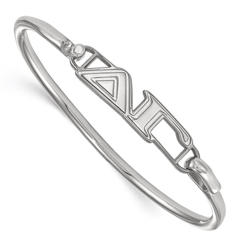 LogoArt Delta Gamma Bracelet - Sterling Silver Rhodium-Plated Large Hook and Clasp Bangle