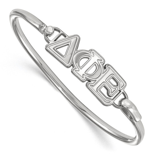 LogoArt Delta Phi Epsilon Bracelet - Sterling S. Rhodium-Plated-P Large Hook and Clasp Bangle