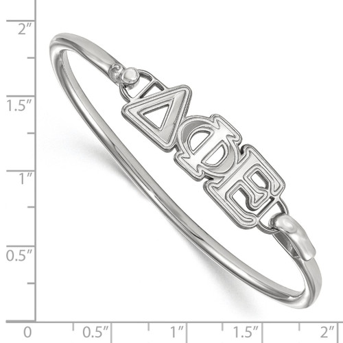 LogoArt Delta Phi Epsilon Bracelet - Sterling S. Rhodium-Plated-P Large Hook and Clasp Bangle - View 2
