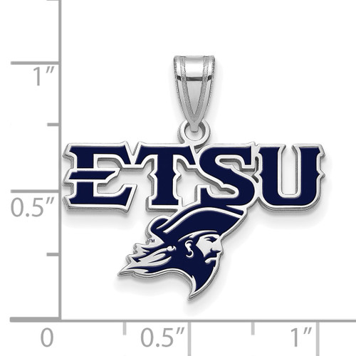 Sterling Silver Enameled LogoArt East Tennessee State U. Medium Pendant - View 2
