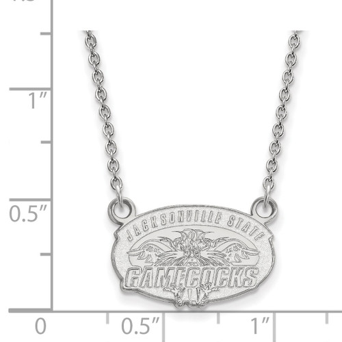 Sterling Silver Rhodium-Plated LogoArt Jacksonville State U. Small Pendant 18 Inch Necklace - View 2