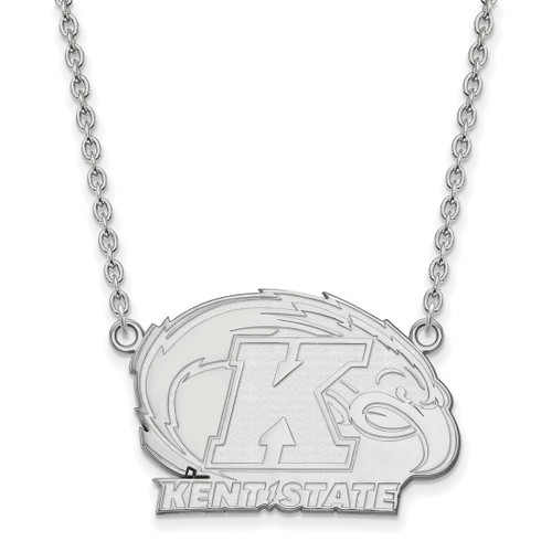 LogoArt Kent State University Necklace - Sterling Silver Rhodium-Plated Large Pendant 18 Inch