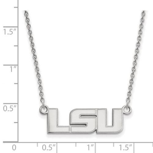 LogoArt Louisiana State University Necklace - Sterling Silver Rhodium-Plated L-S-U Small Pendant 18 Inch - View 2