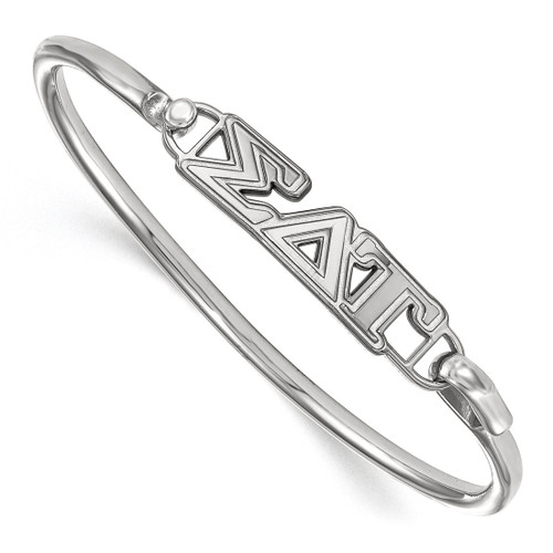 LogoArt Sigma Delta Tau Bracelet - Sterling S. Rhodium-Plated Small Hook and Clasp Bangle
