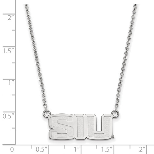 LogoArt Southern Illinois University Necklace - Sterling Silver Rhodium-Plated S-I-U Small Pendant 18 Inch - View 2