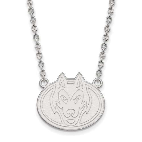 LogoArt St. Cloud State University Necklace - Sterling Silver Rhodium-Plated Husky Large Pendant 18 Inch