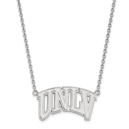 Sterling Silver Rhodium-Plated LogoArt University of Nevada-Las Vegas U-N-L-V Large Pendant 18 Inch Necklace