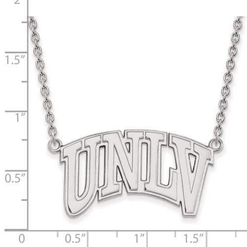 Sterling Silver Rhodium-Plated LogoArt University of Nevada-Las Vegas U-N-L-V Large Pendant 18 Inch Necklace - View 2