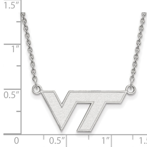 LogoArt Virginia Tech Necklace - Sterling Silver Rhodium-Plated V-T Small Pendant 18 Inch - View 2